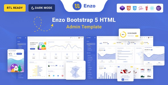 Enzo - Bootstrap 5, React, Vue JS & Asp.Net Admin Dashboard Template