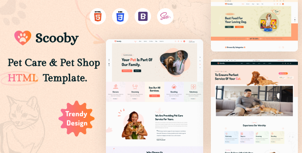 Scooby - Pet Care and Pet Shop HTML Template