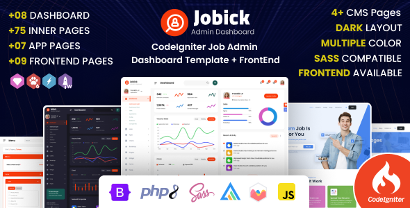 Jobick : CodeIgniter Job Admin Dashboard Template + FrontEnd