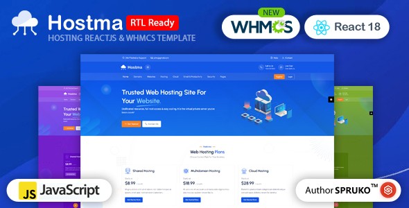 Hostma - Reactjs Hosting & WHMCS Template