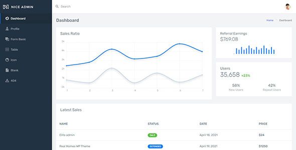 Nice Bootstrap  Lite 5 Admin  Free Template
