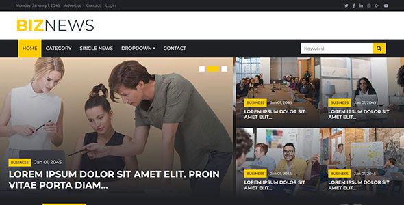 Biznews – Free Bootstrap 4 HTML5 News Portal Website Template