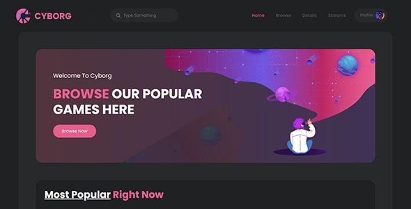 Cyborg – Free Responsive Bootstrap 5 Gaming Website Template