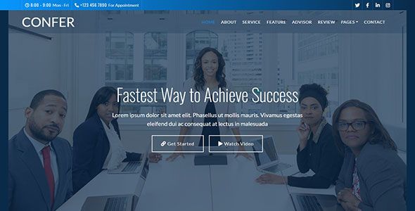 Confer – Free Responsive Bootstrap 4 HTML5 Consulting Business Websites