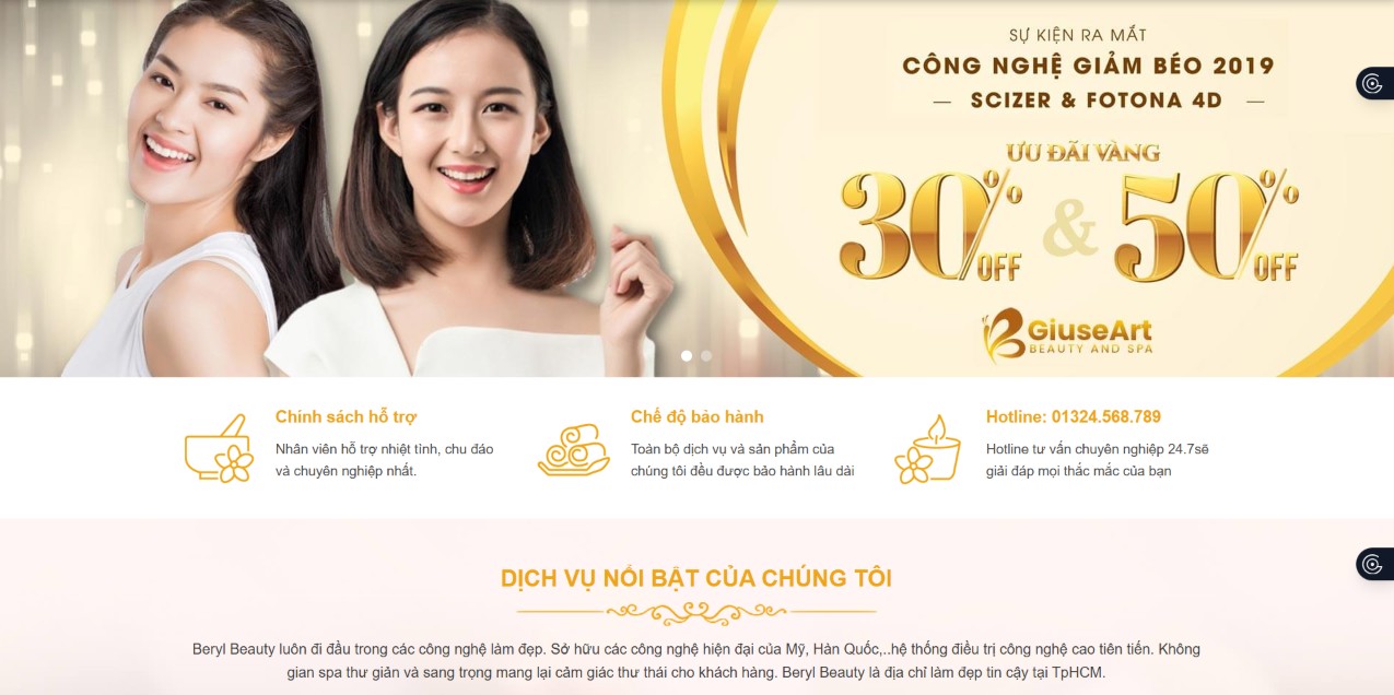 Mẫu website spa cao cấp