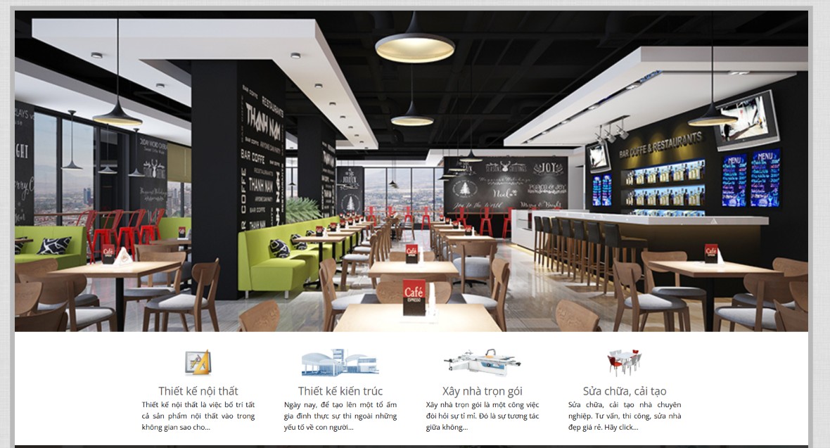 Giao diện web xây dựng nội thất chuyên nghiệp